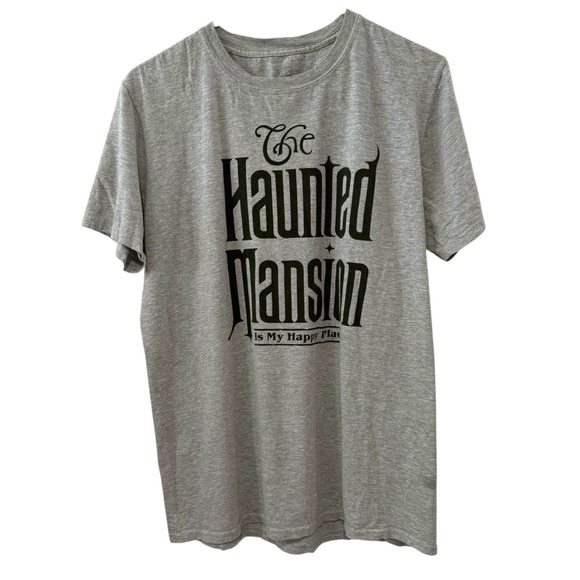 Disney Medium Haunted Mansion Gray Graphic T-Shirt Cotton Blend Theme Park Tee - Picture 1 of 4